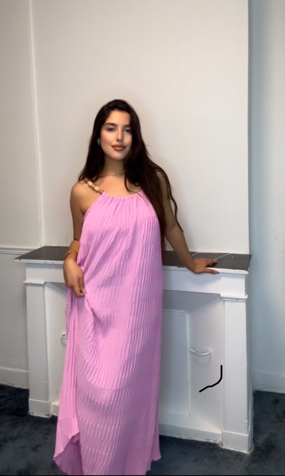 Robe longue plissée