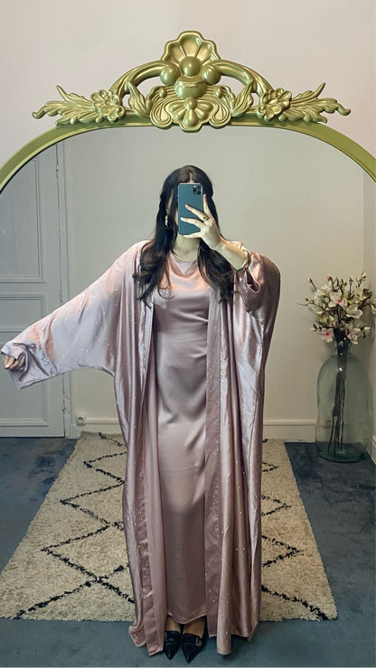 Abaya à strass deux pièces