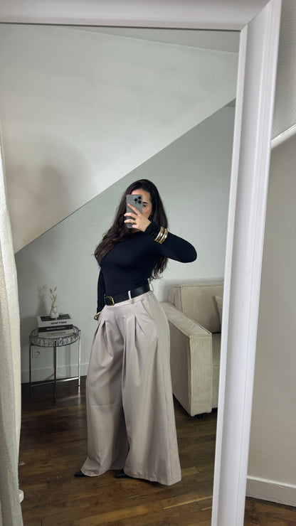Pantalon à pinces ceinturé