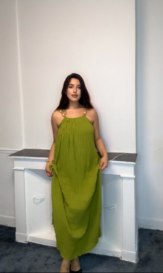 Robe longue plissée
