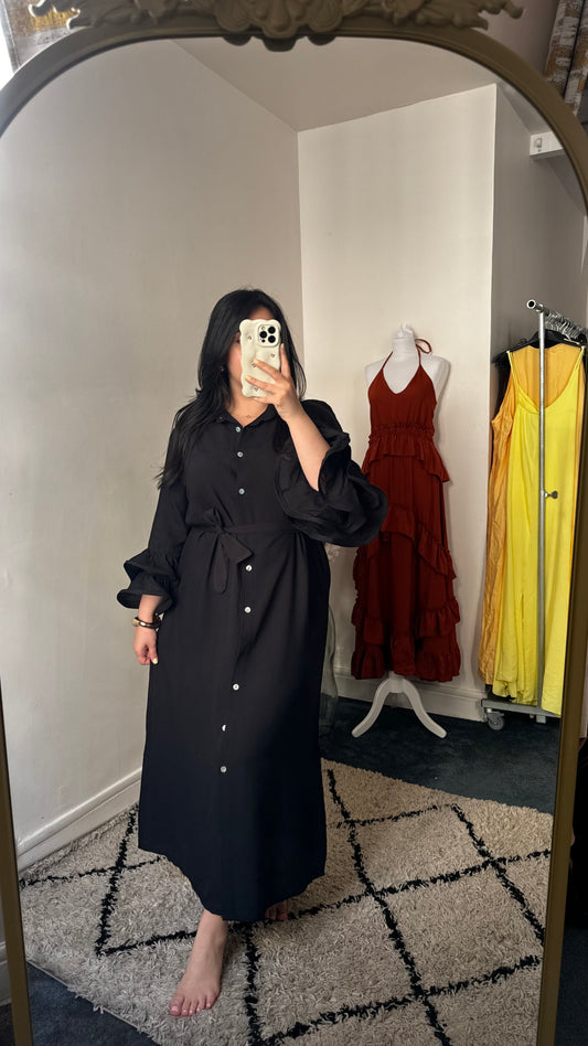 Robe chemise à manches volantés