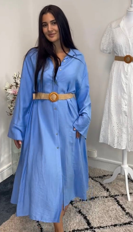 Robe chemise polyvalente Bleue