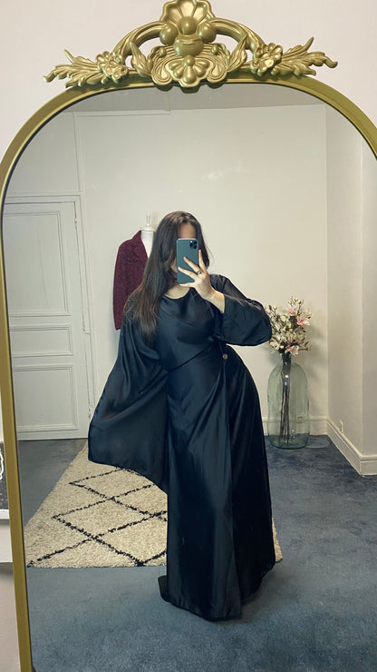 Abaya en satin ajustable