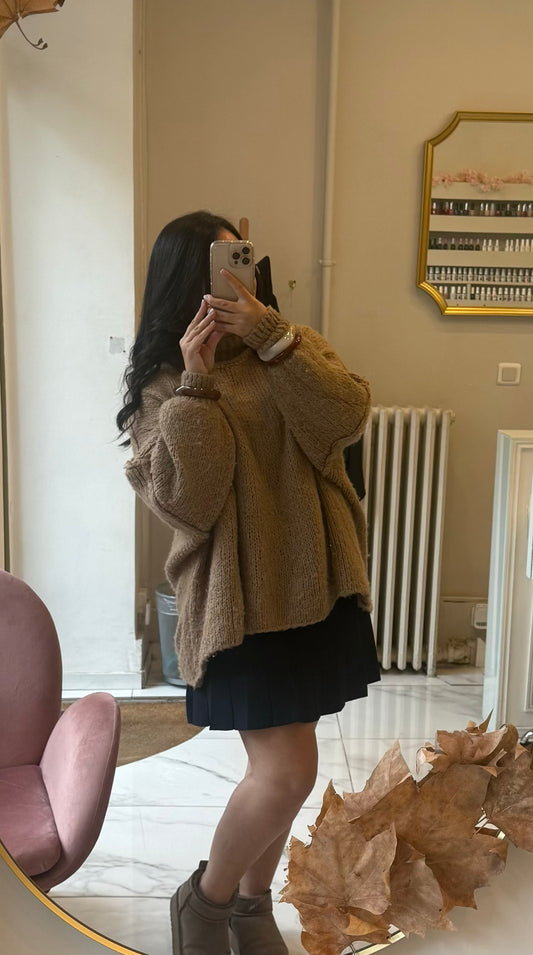 Pull oversize en laine marron