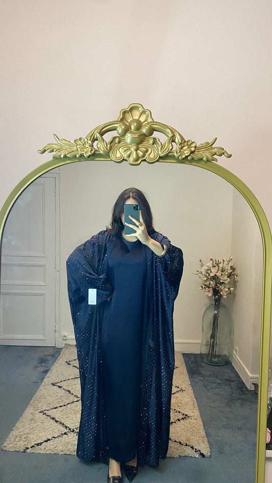 Abaya à strass deux pièces