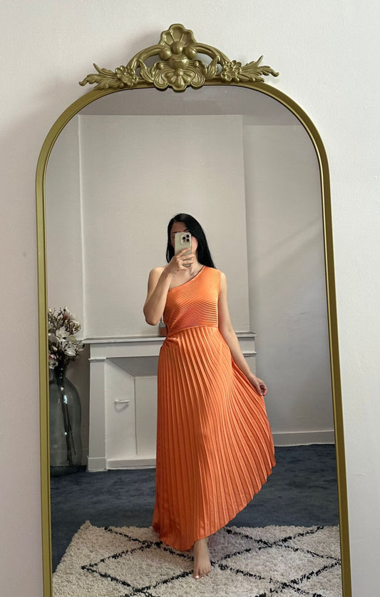 Robe plissée orange